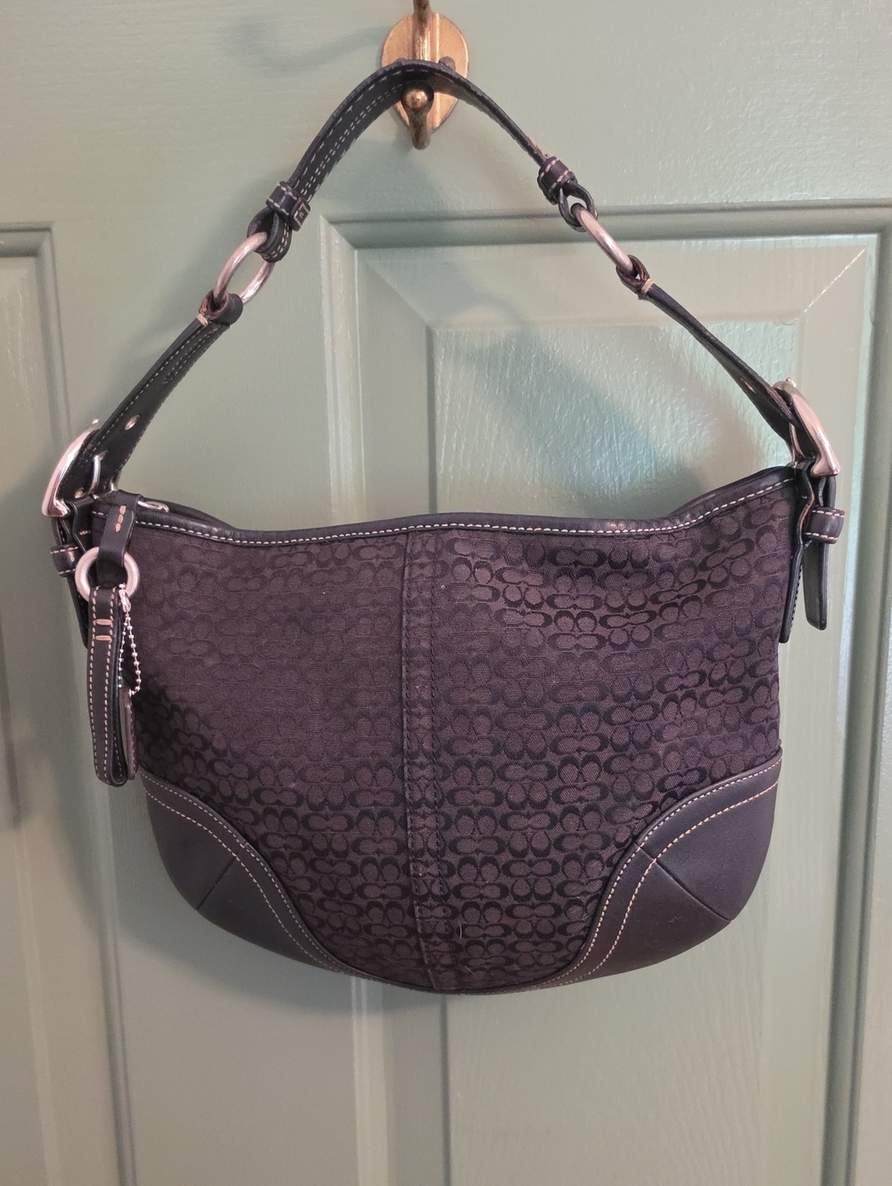 Vintage Coach Soho Mini "C" Signature Jacquard Hobo Shoulder Bag – Black